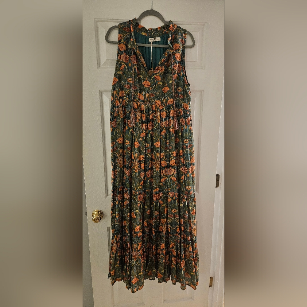 NATURAL LIFE Bohemien Orange and Green Floral Maxi Skirt